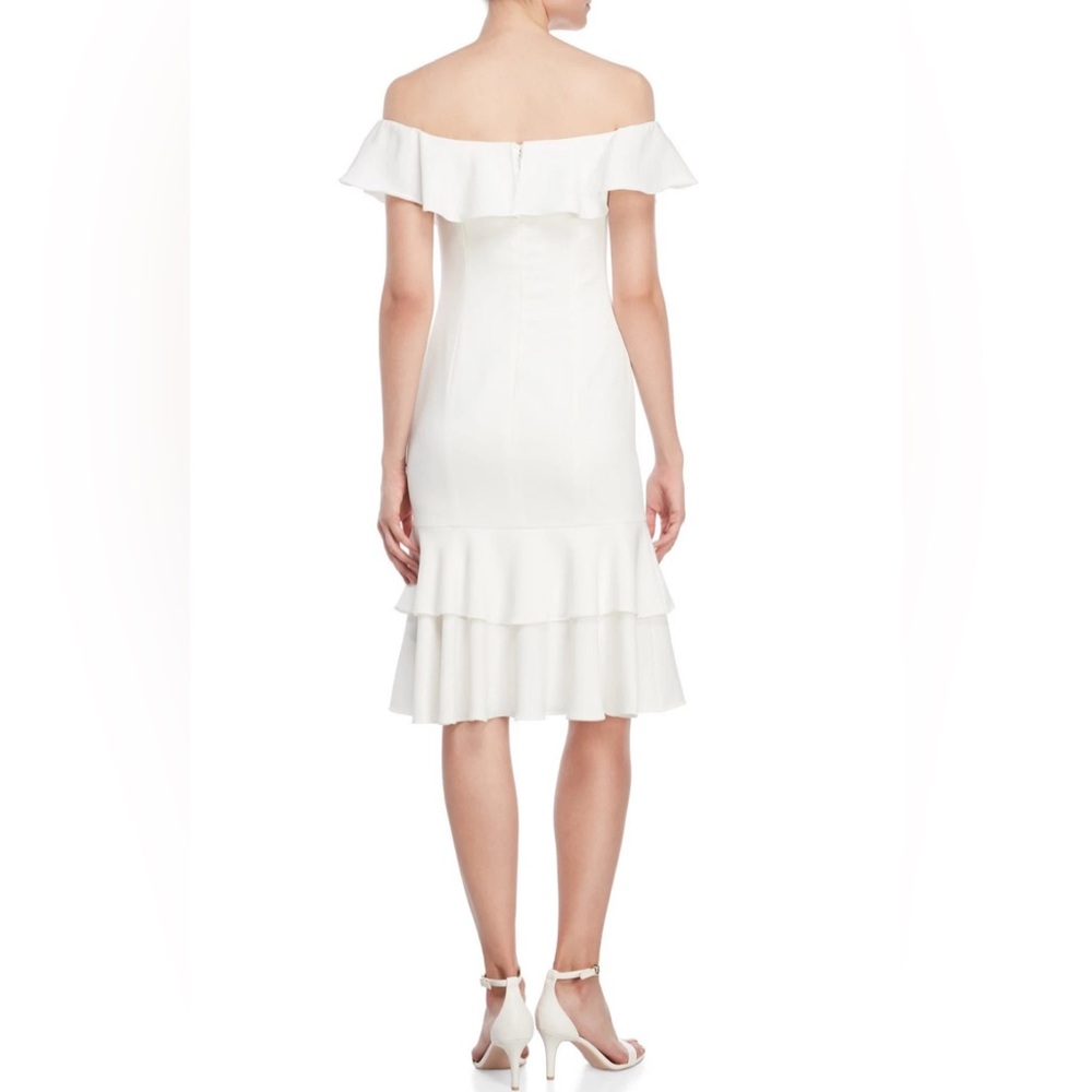 JAYGODFREY Momoa Ivory Ruffled Off the Shoulder Dress Size 2 New with tags - Picture 2 of 10